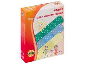 Набор лейкопластырей Leiko "Радуга" бактерицидных на полимерной основе с акриловым клеем,15 шт/набор, Китай (Jiangsu Nanfang Medical Co., Ltd.) 213534