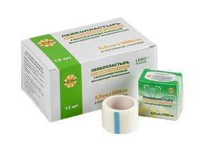 Лейкопластырь Leiko 2,5*500 см фиксирующий медицинский на нетканой основе (целлюлозной) с акриловым клеем, 12 катушек/упаковка, Китай (Jiangsu Nanfang Medical Co., Ltd.), 531726