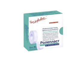 Лейкопластырь "Ролепласт" фиксирующий нестерильный, размер 3 см.*10 м, Россия (ООО "НПМ")