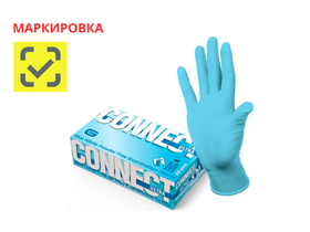 Перчатки Connect Ultra медицинские смотровые нитриловые, неопудренные, нестерильные, цвет голубой, размер M (7.5), 50 пар/упаковка, Китай ("Шаньдун Интко Медикал Продактс Ко., Лтд.")