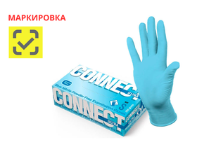 Перчатки Connect Ultra медицинские смотровые нитриловые, неопудренные, нестерильные, цвет голубой, размер S (6.5), 50 пар/упаковка, Китай ("Шаньдун Интко Медикал Продактс Ко., Лтд.")