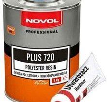NOVOL Полиэфирная смола PLUS 720, прозрачная, банка, 1кг+отвердитель 50г,